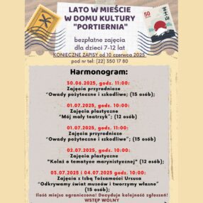 Więcej o: Akcja „Lato w mieście 2025” w DK „Portiernia” i naszej Izbie